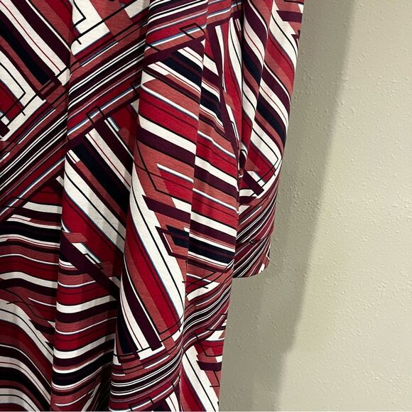 LuLaRoe Emily Long Sleeve V-Neck Striped Print A-line Swing Midi Dress - Picture 7 of 14